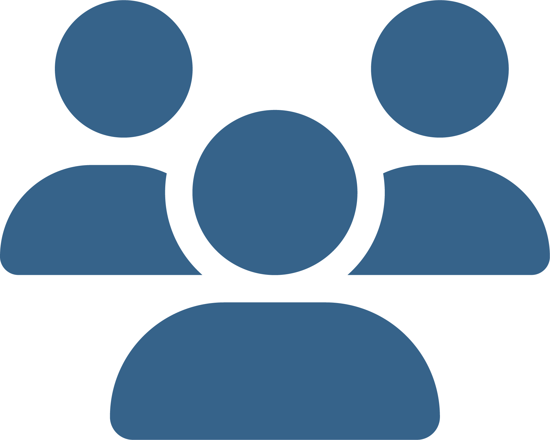 Silhouette of five people in blue, representing a group or community.