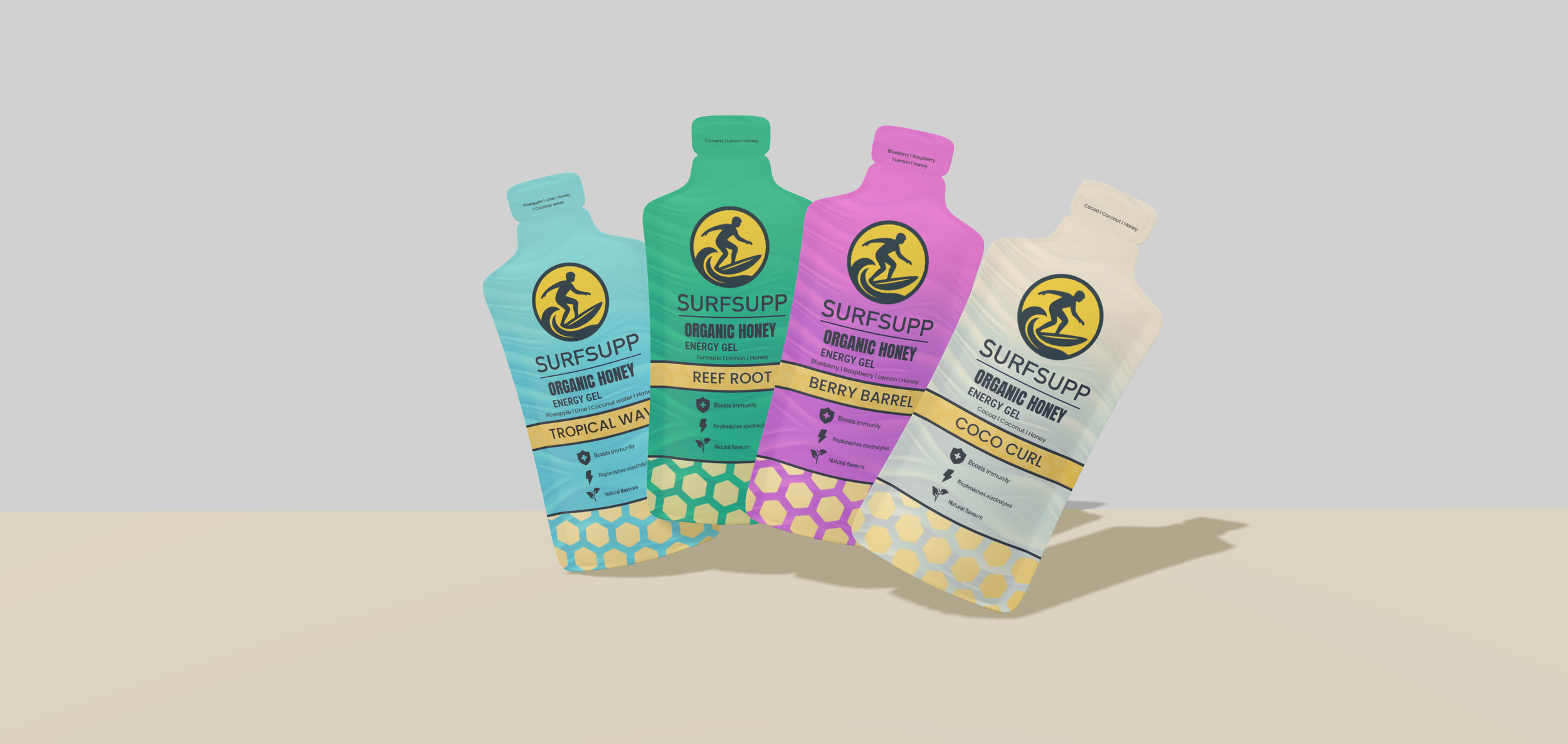 SurfSupp 4 Pack Honey Energy gels