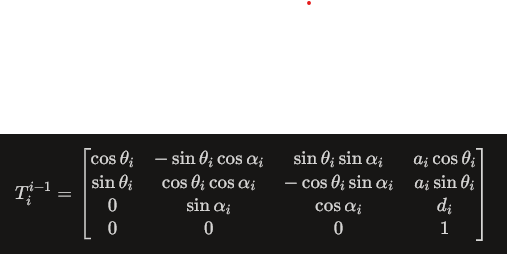 Matrice trasformazione DH, robotica