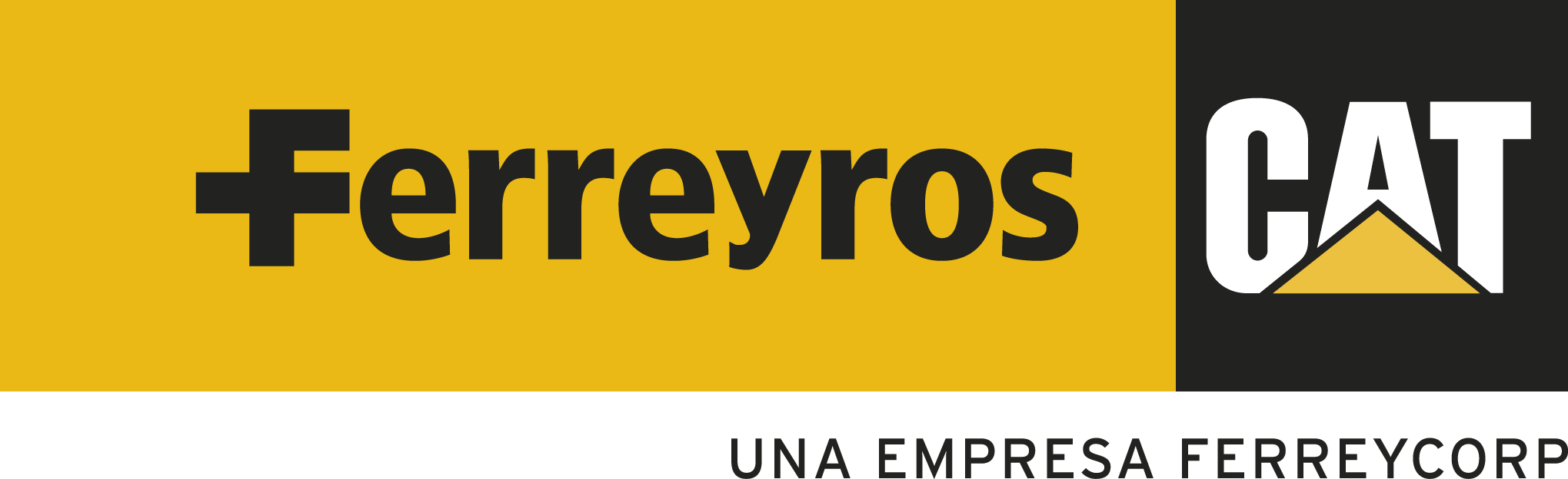 Logo de la empresa Ferreyros con fondo amarillo y negro, y texto en español