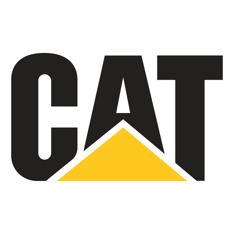 Logotipo de la marca Caterpillar con letras negras y un triángulo amarillo en la parte inferior.