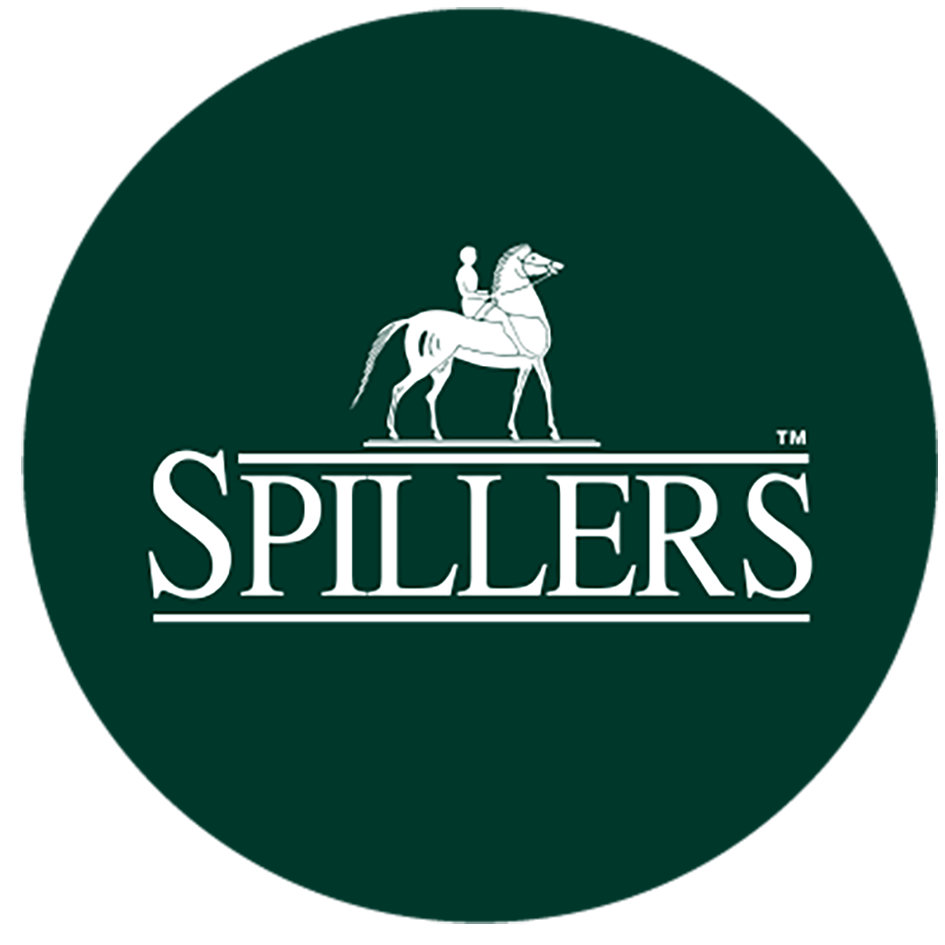 Logo of Spillers with a person riding a horse above the text.