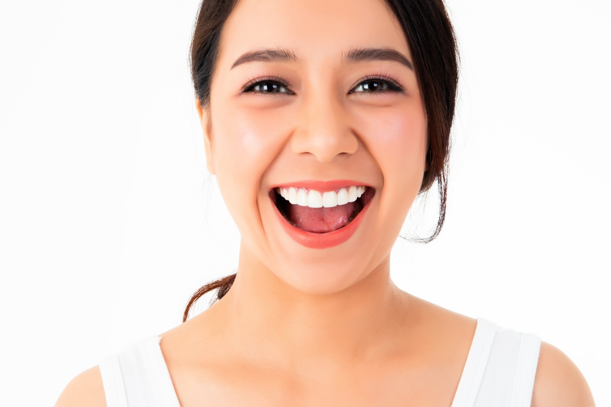 Woman smiling with healthy gums