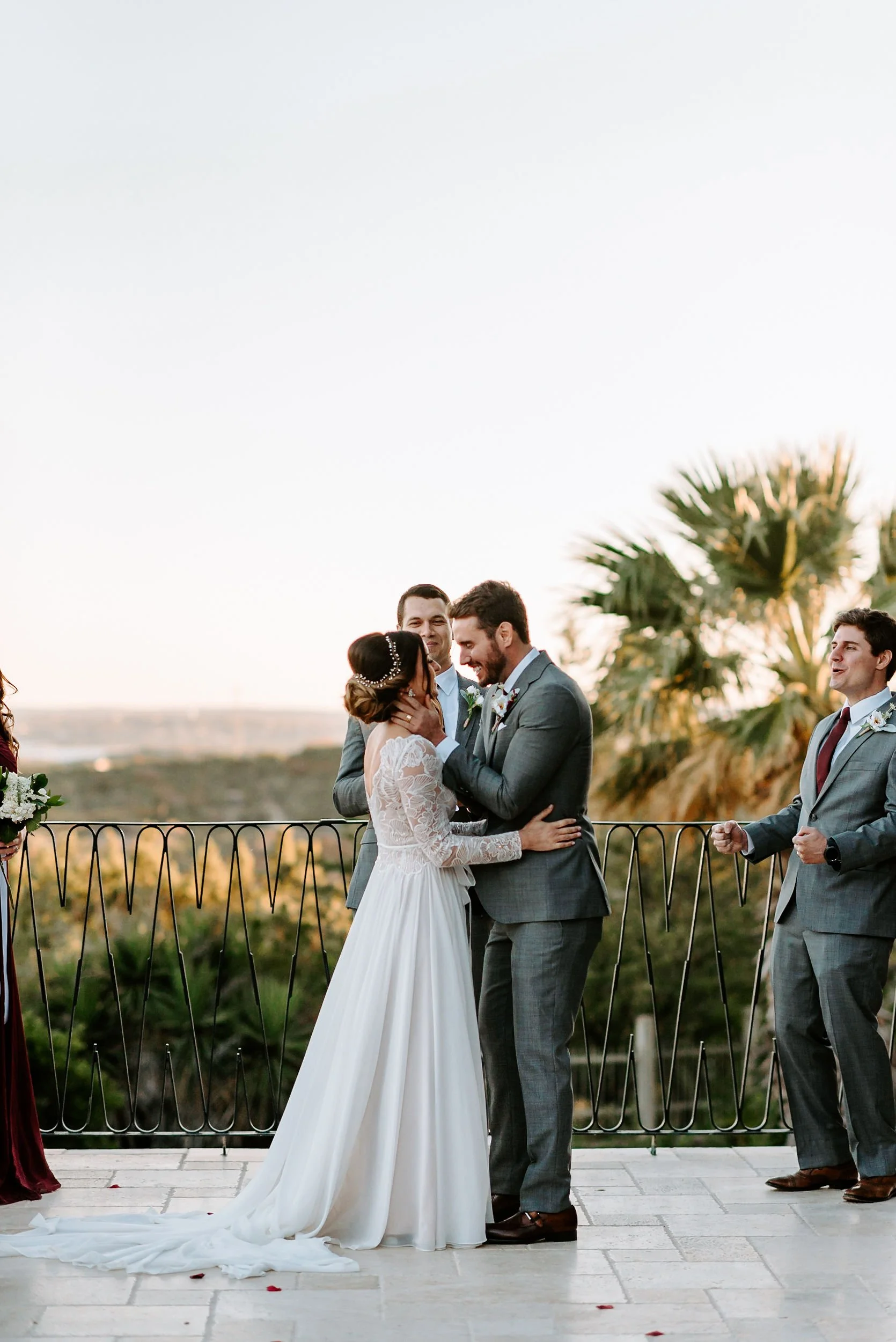 Outdoor wedding ceremony in Seattle photographed by a Seattle elopement and wedding photographer.