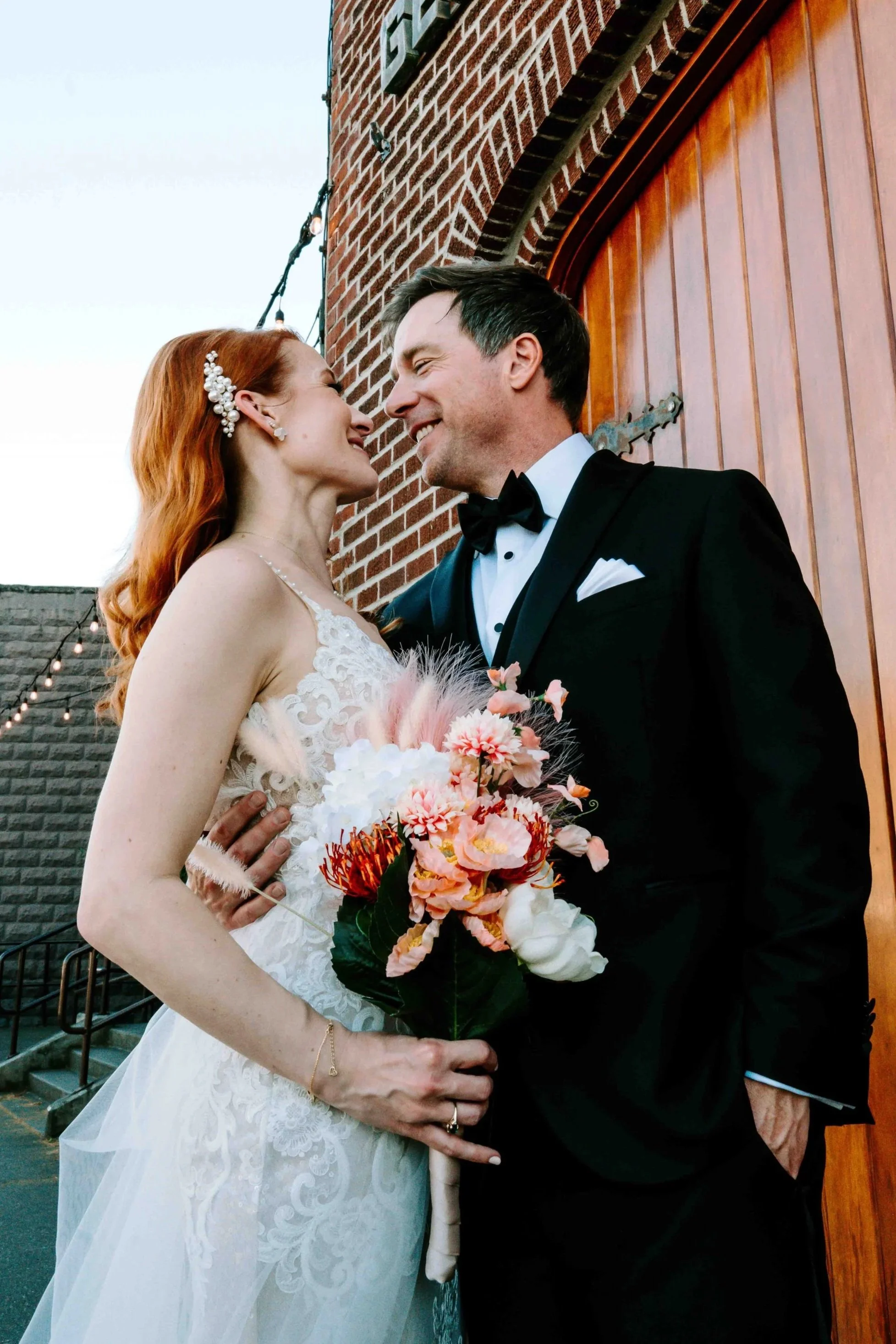 Intimate modern wedding portrait of a couple photographed in Seattle with an editorial style.