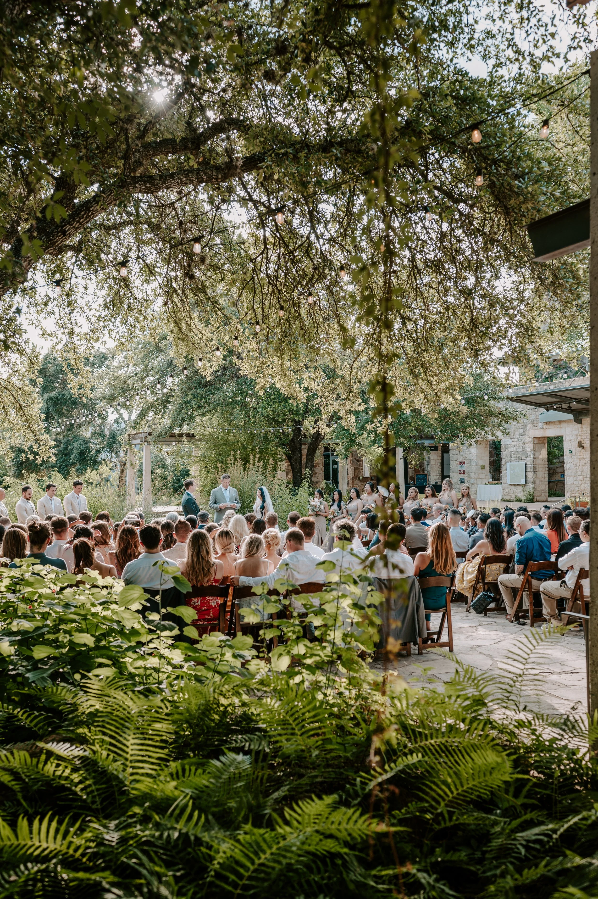 Outdoor wedding ceremony in Seattle photographed in a documentary storytelling style.