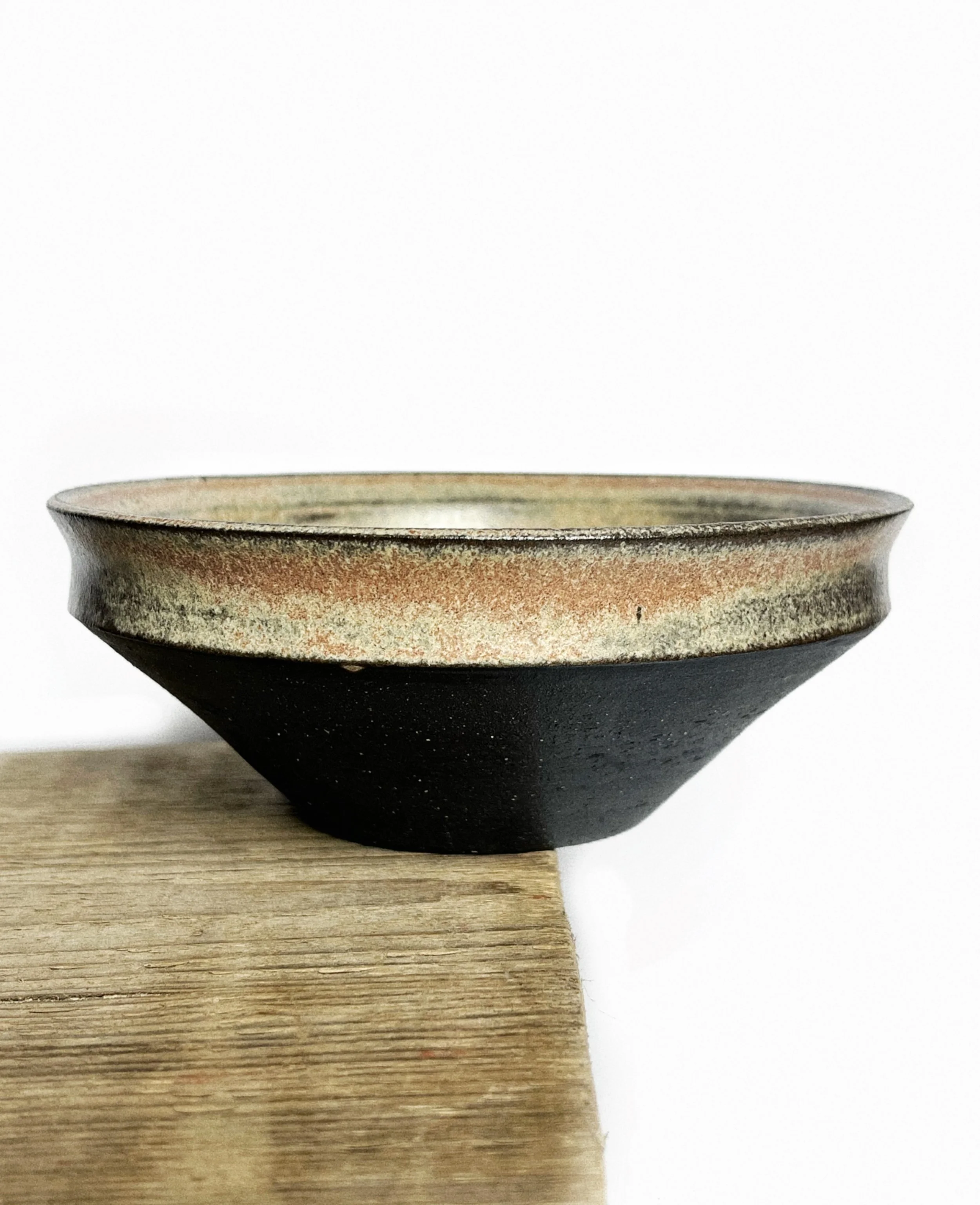 Bowl in Black Stoneware and Blush Rutile