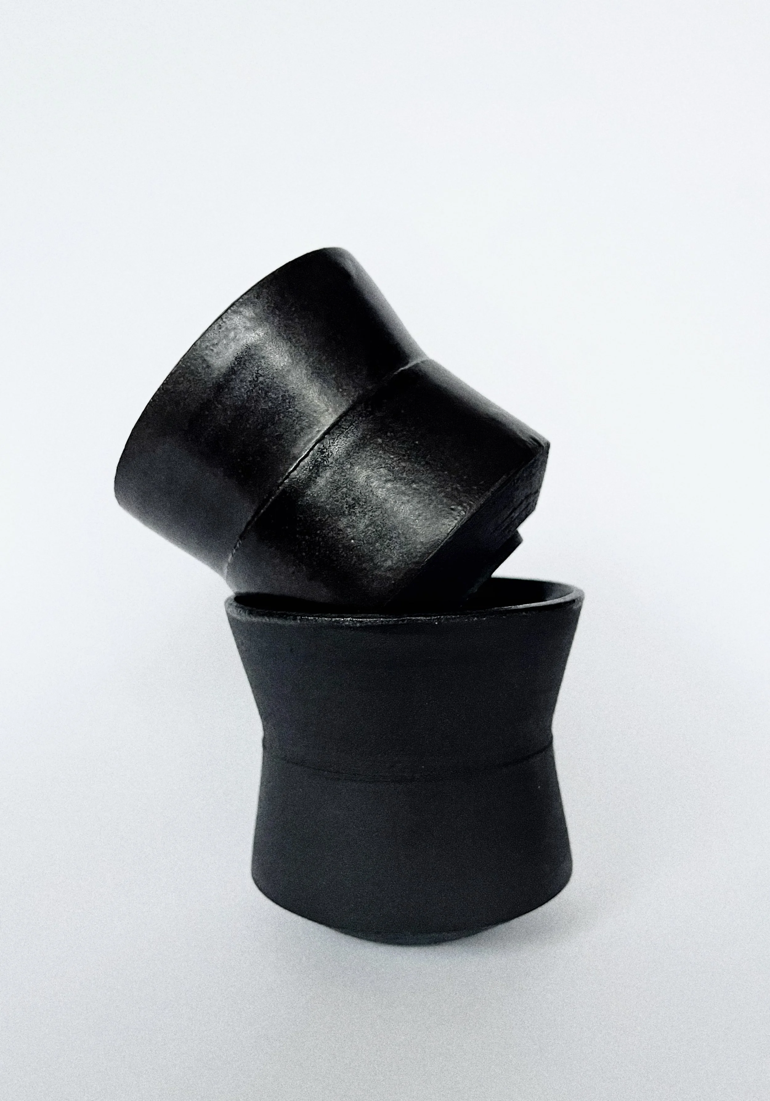 Angular cups in Black Stoneware
