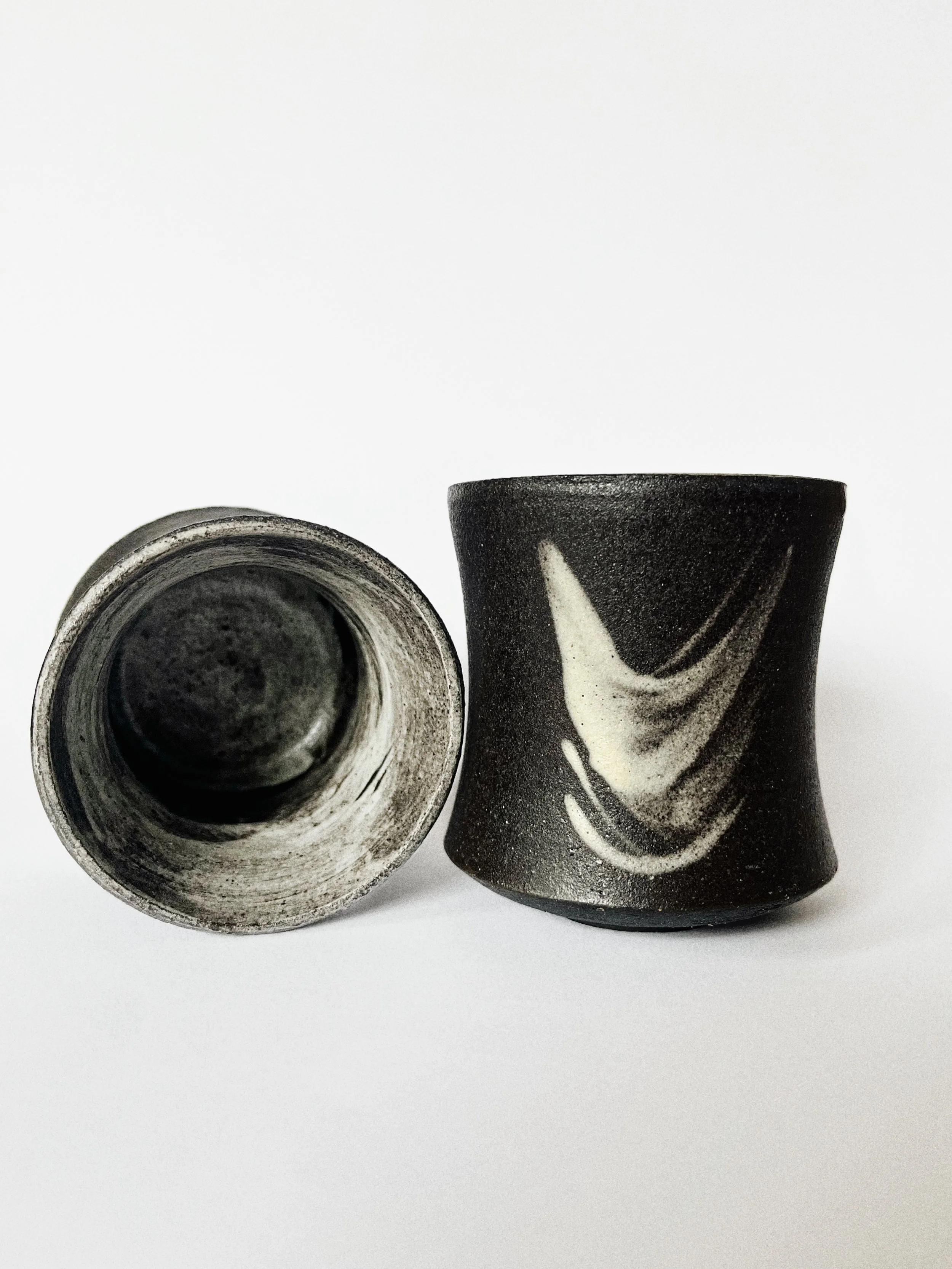 Bamboo teacup in White Slip