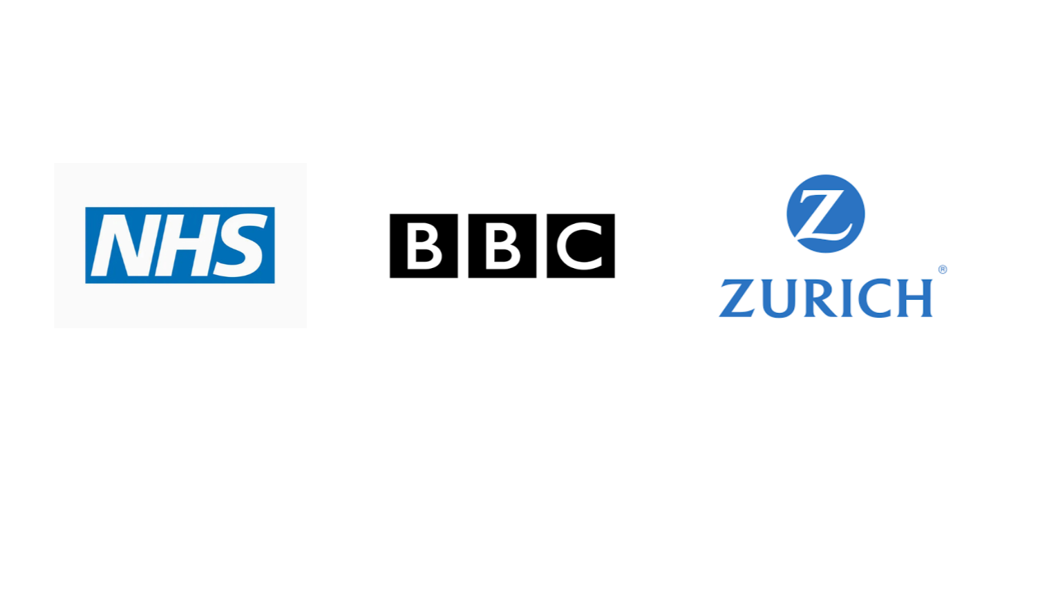 Logos of NHS, BBC, and Zurich.