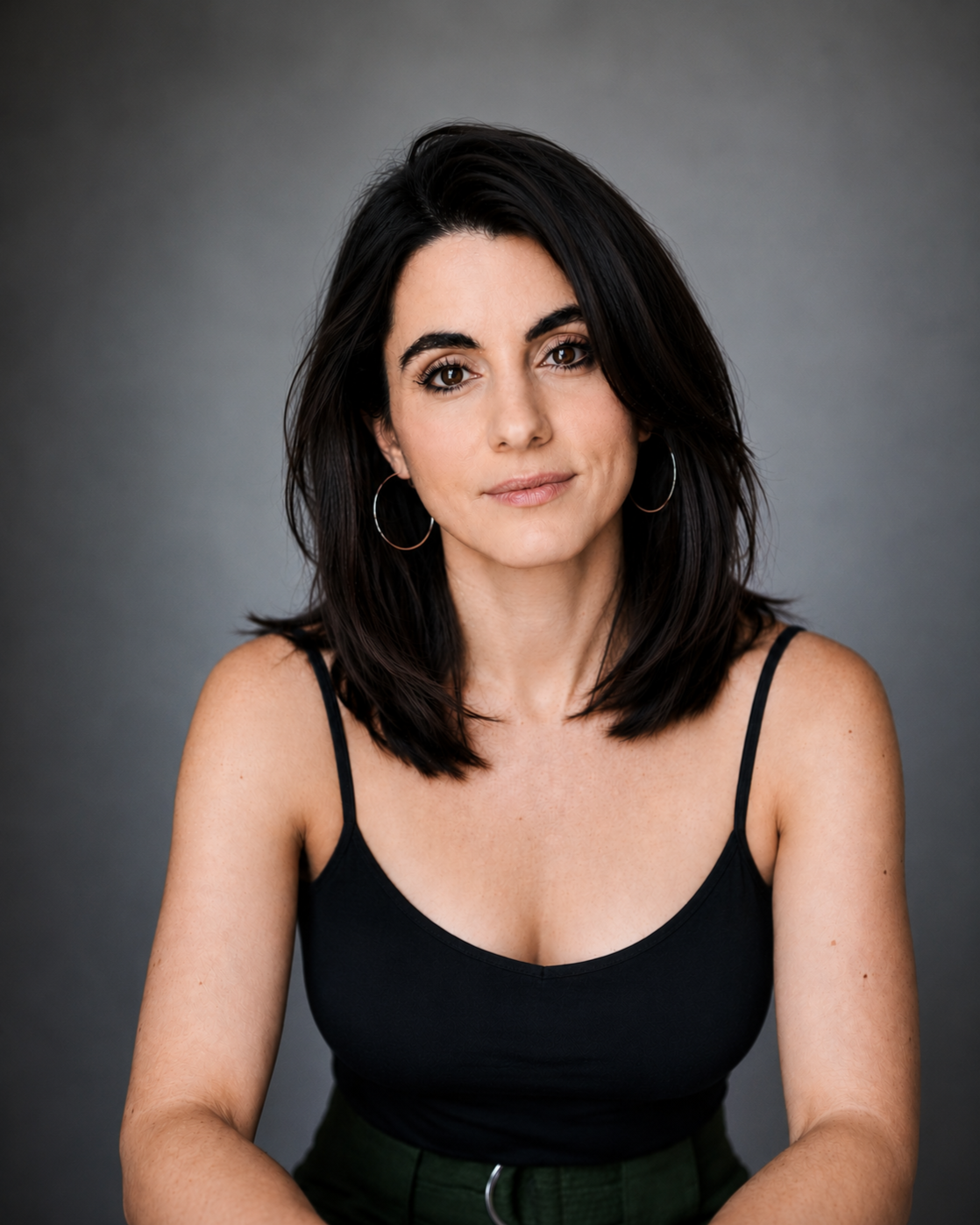Portrait of British TV actor and screen acting coach Shireen Farkhoy.