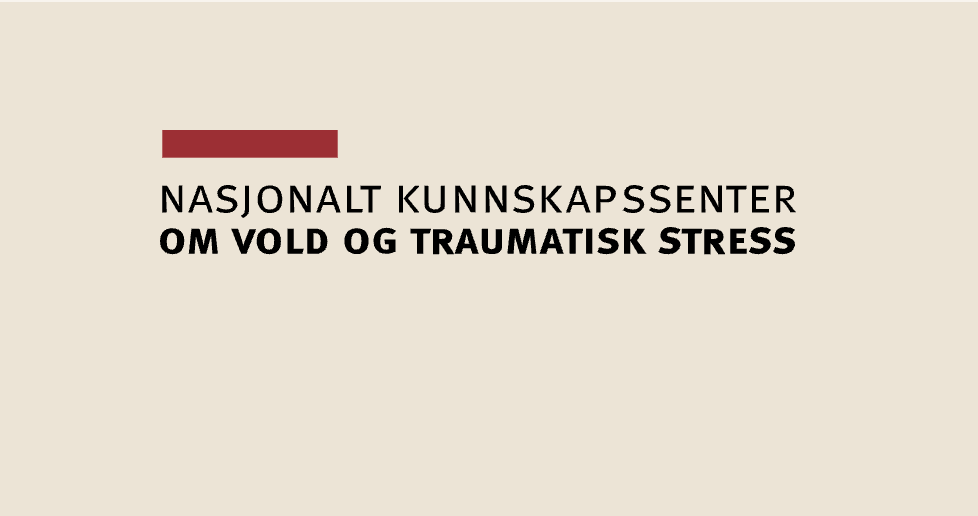 a beige background showing the words "Nasjonalt kunnskapssenter om vold og traumatisk stress". 