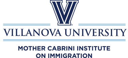 Villanova University logo with text for the Mother Cabrini Institute on Immigration.