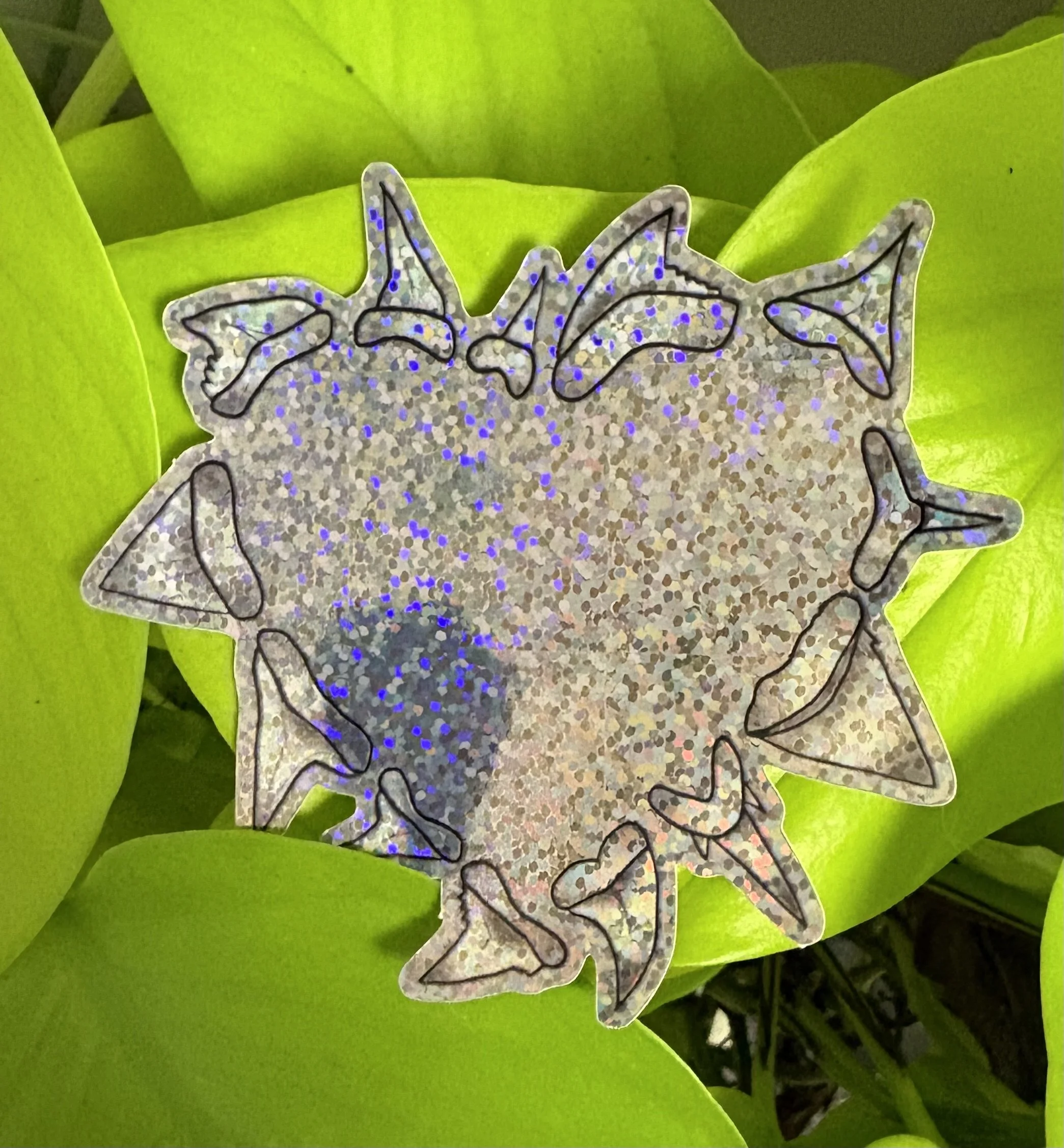 Glitter Shark Tooth Heart Sticker