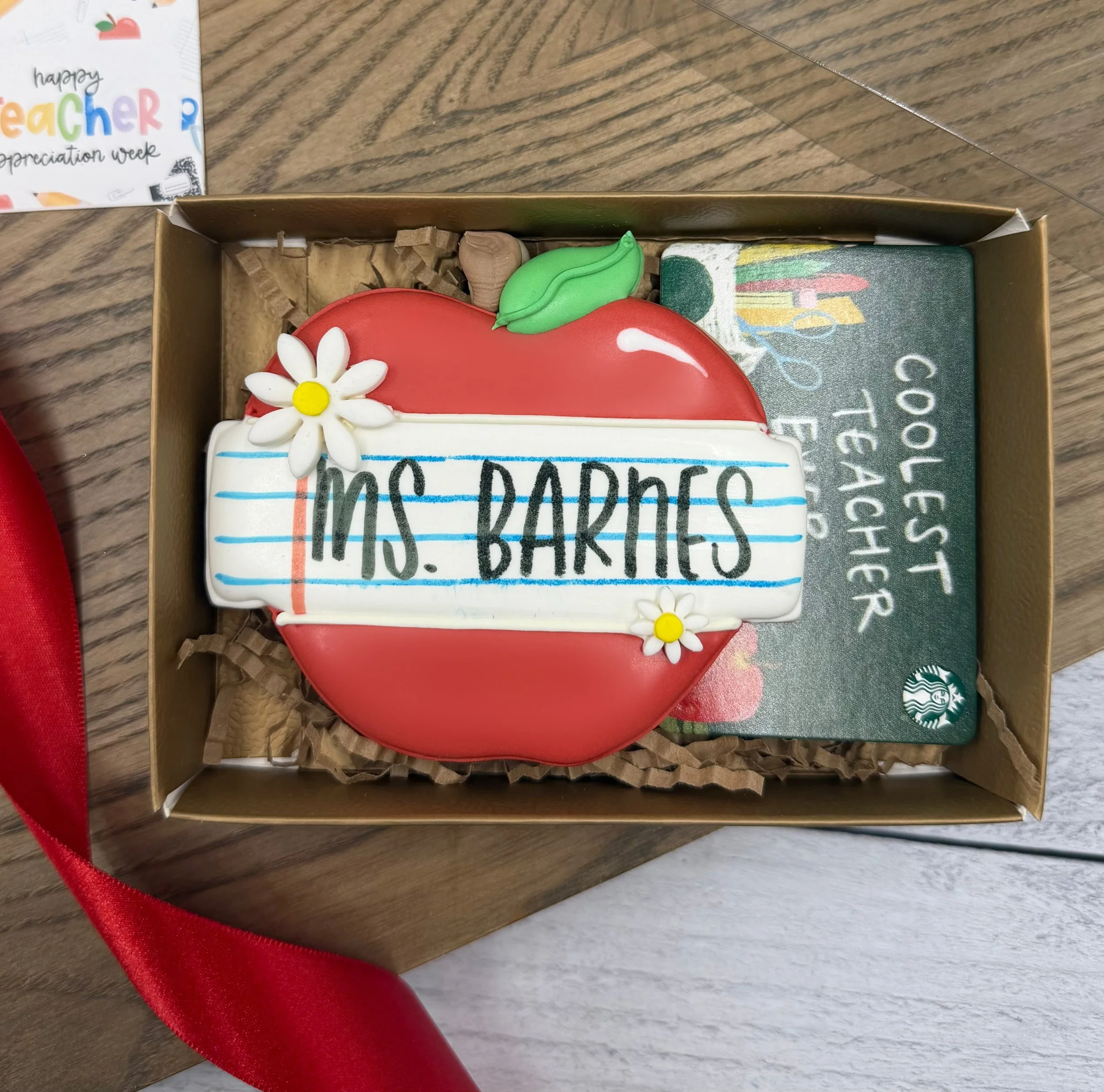 Single Personalized Apple Cookie with $15 Starbucks Gift Card