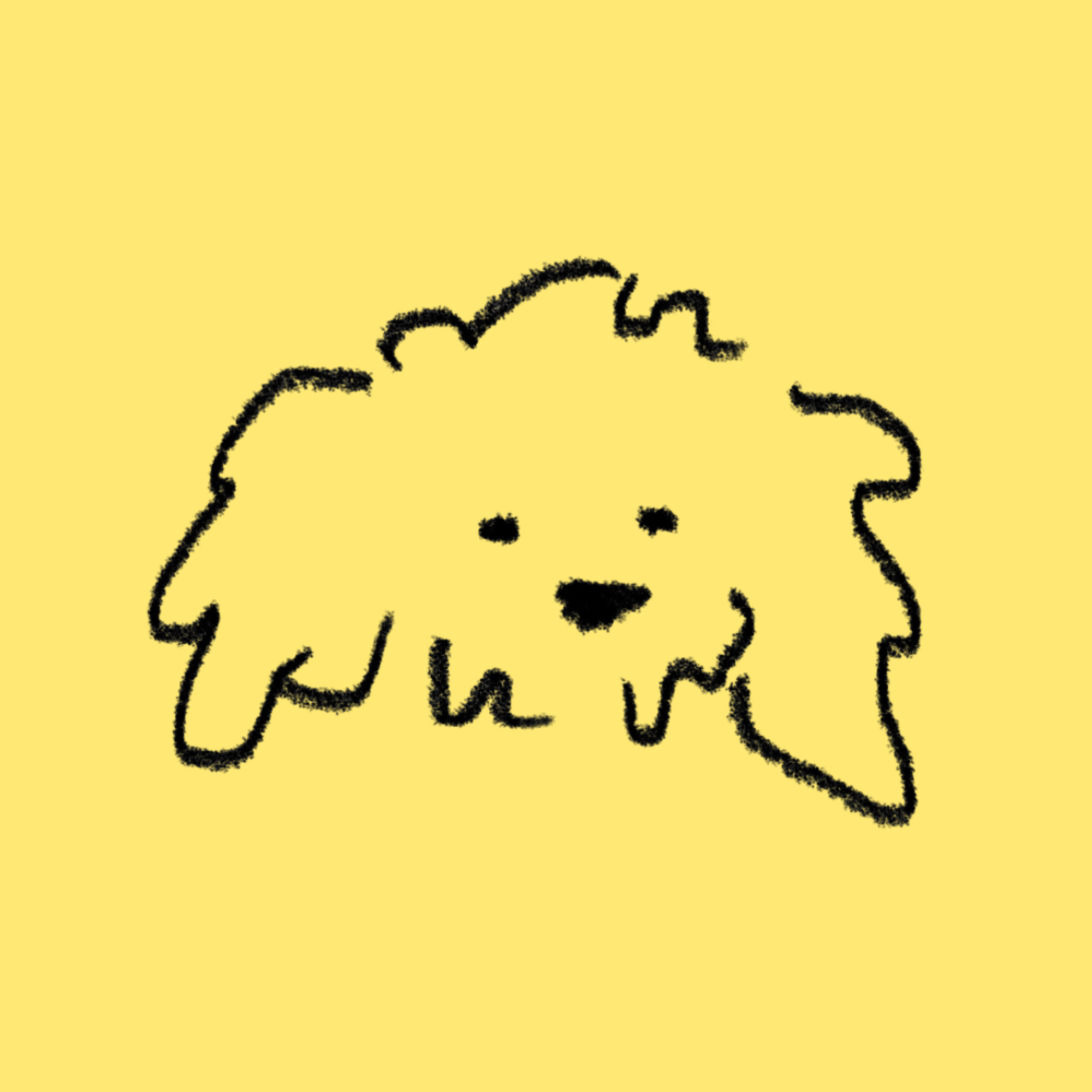 Sketch of a cute lion's face on a yellow background.