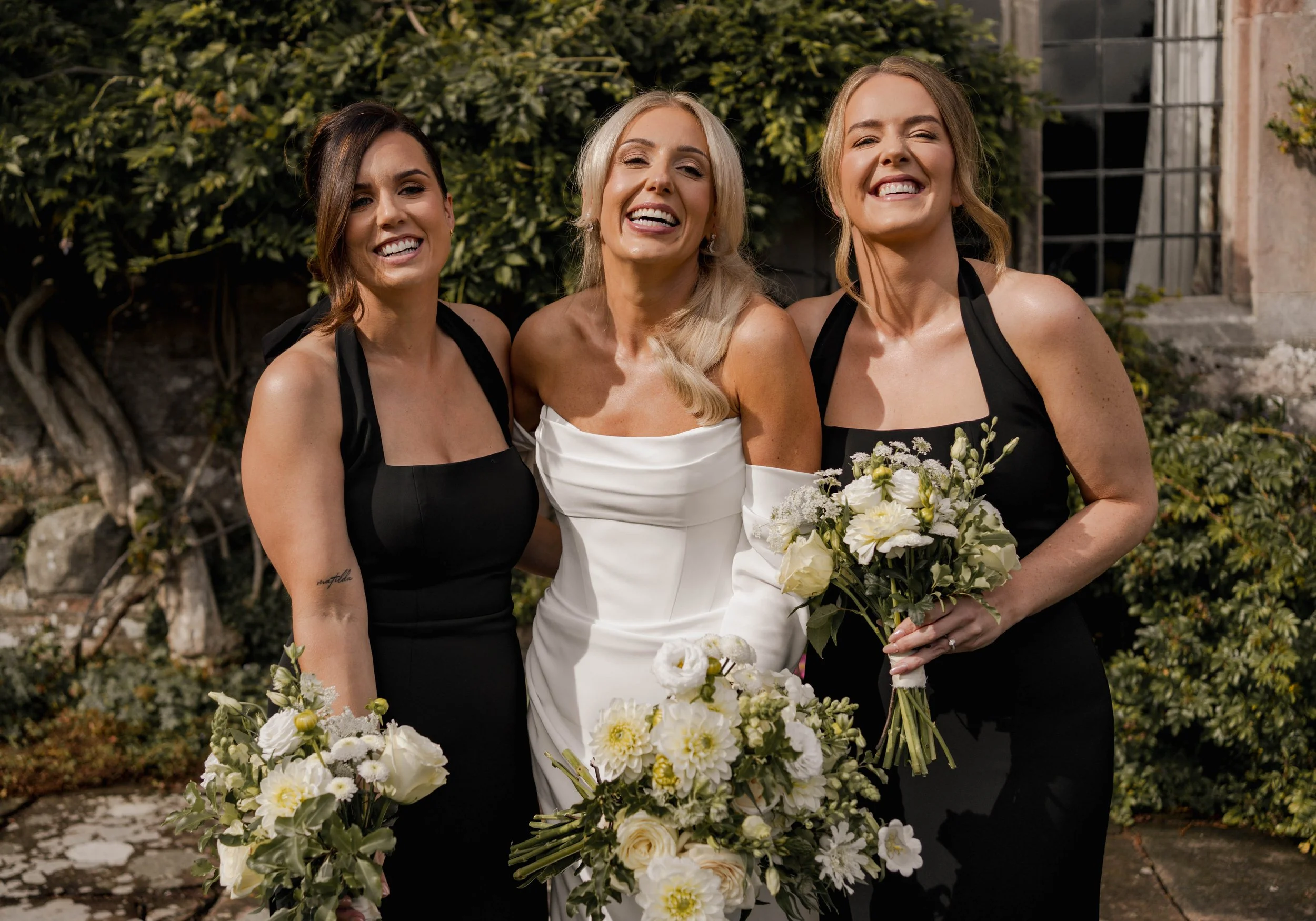 Bride and bridesmaids at Askham Hall