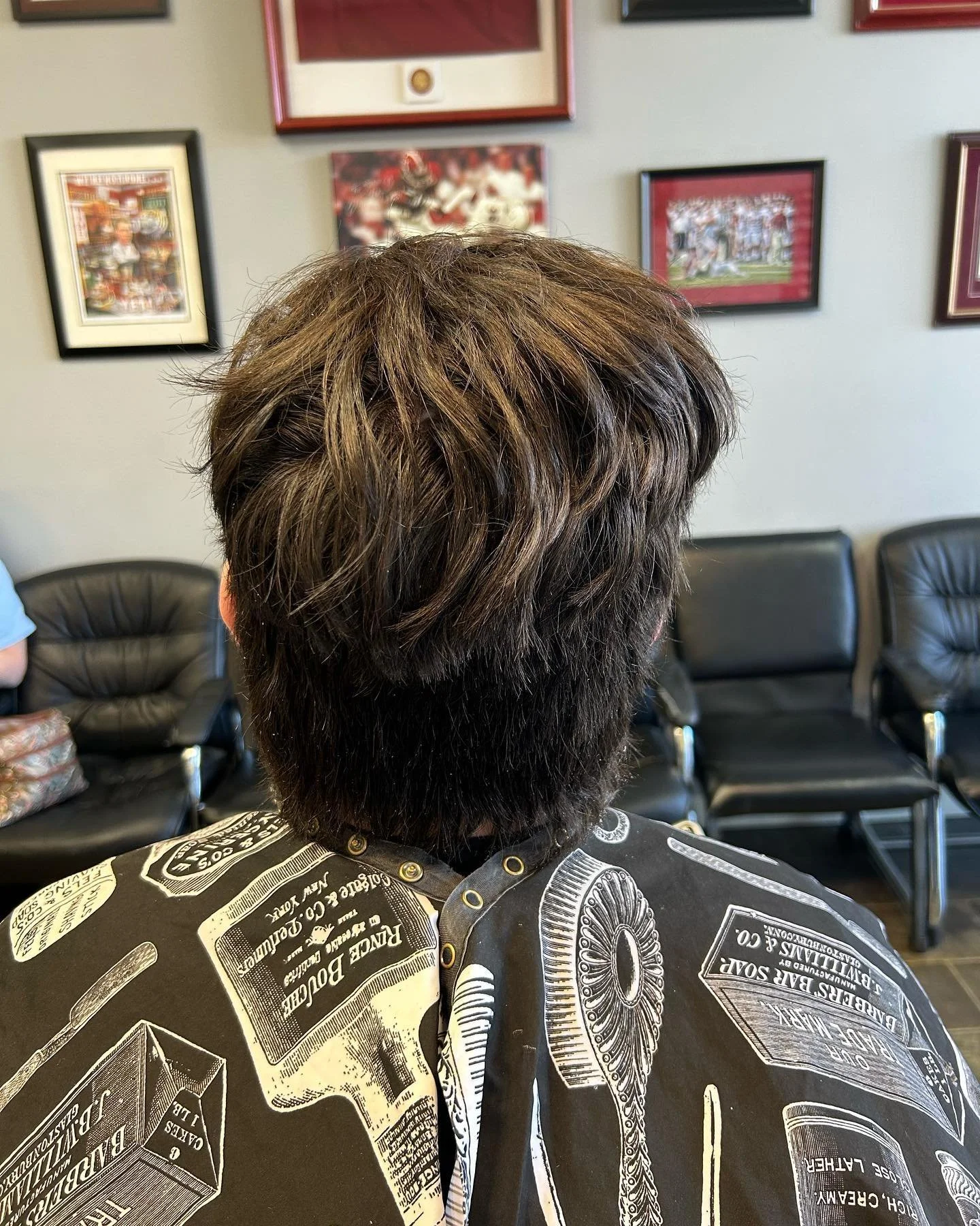 number 3 on the sides and back, blended, with a scissor cut on top! Co-owner Josey did this haircut and beard trim! come in and request Josey! ( before and after!)