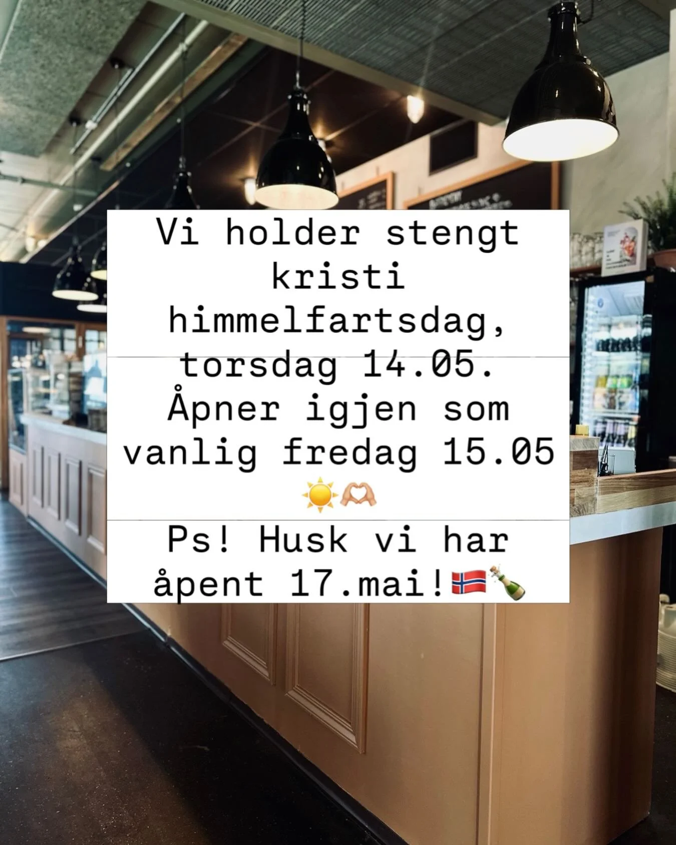 Vi holder stengt kristi himmelfartsdag! Bookingen 17.mai begynner &aring; fylle seg opp! Skynd deg &aring; book bord f&oslash;r det blir for sent!🇳🇴🍾☀️