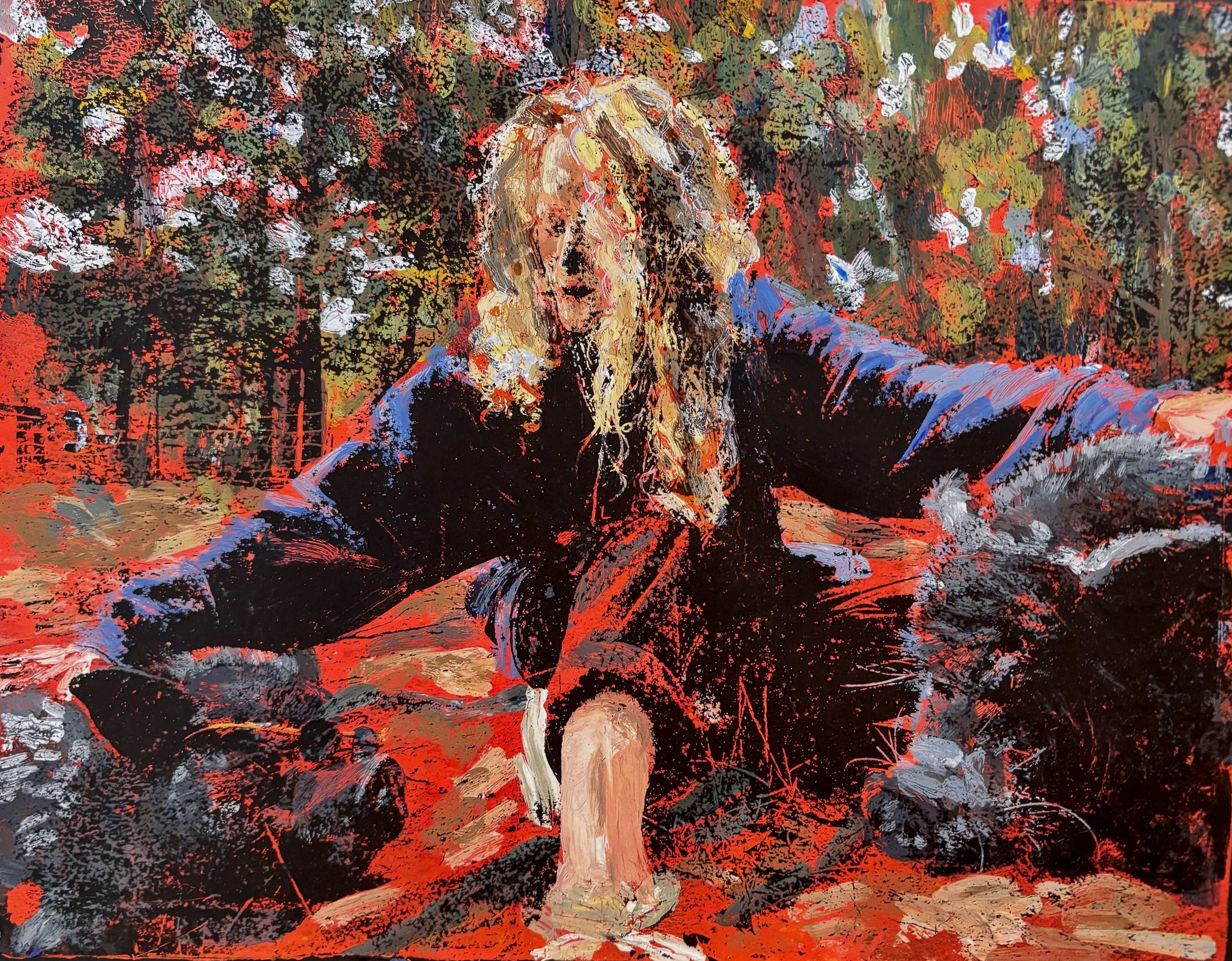 Brit and Friends, Acrylic Monotype on Paper, 8 x 10"