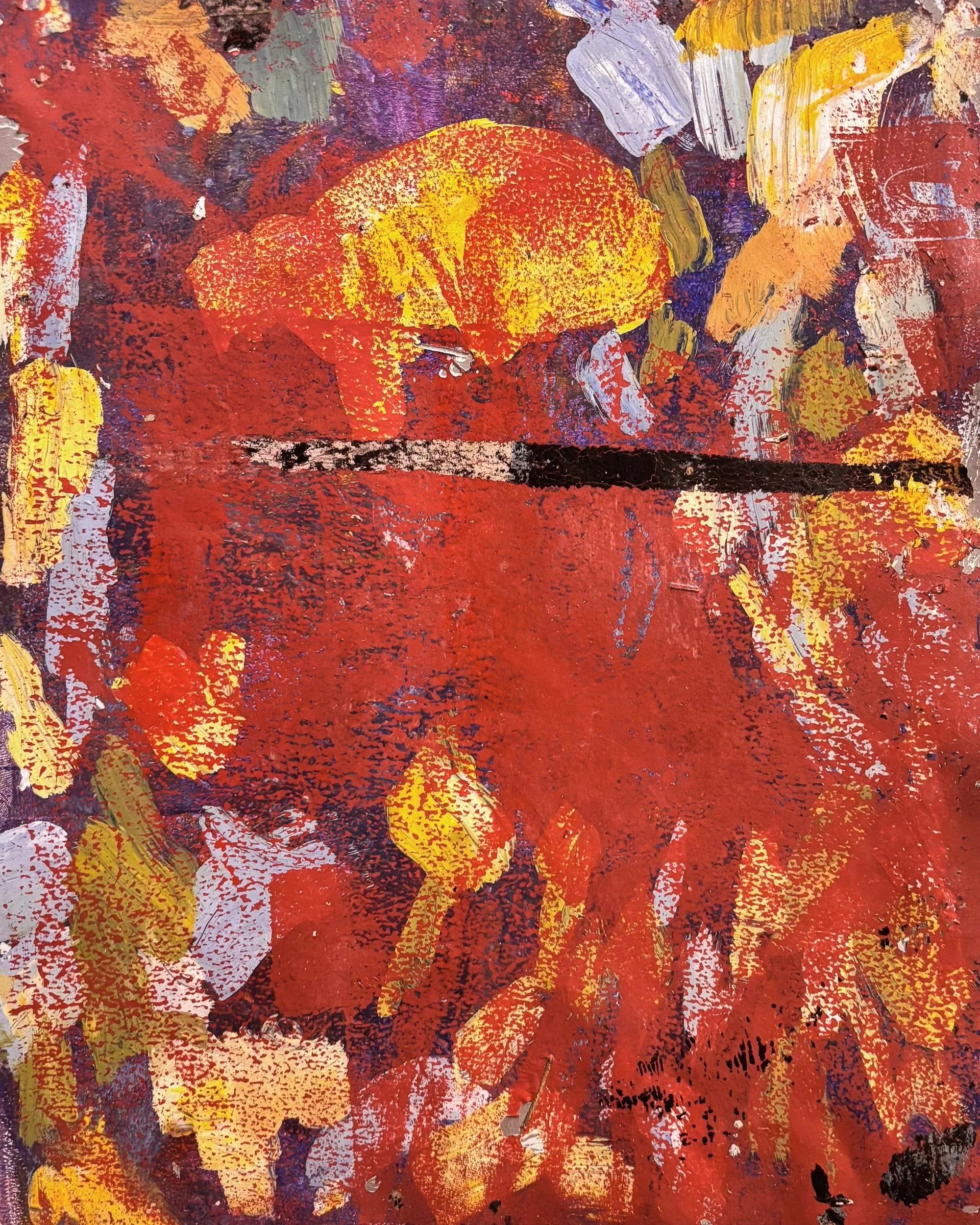 Enzo in Cadmium Yellow, Acrylic Monotype on Paper, 10 x 8"