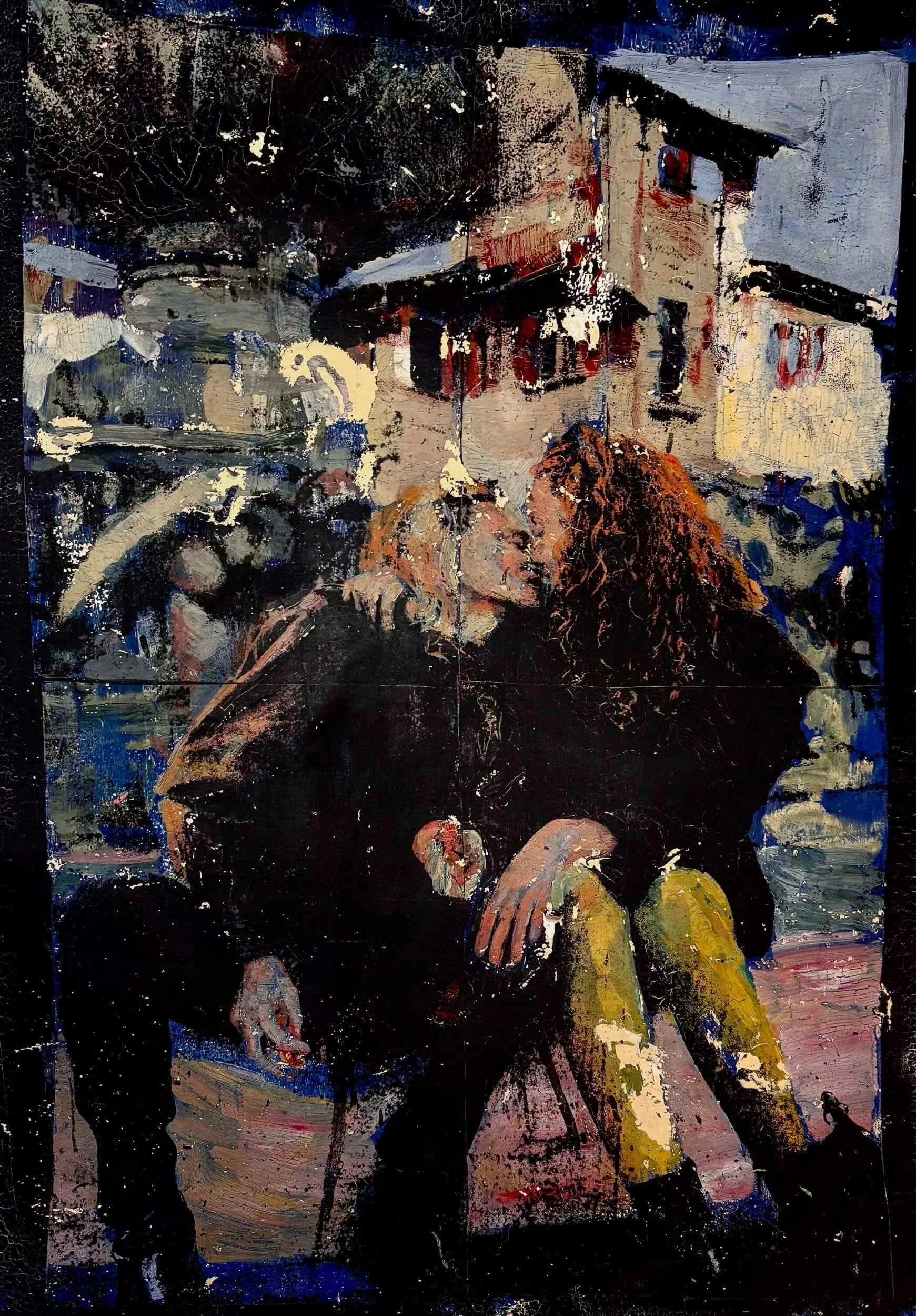 Hummingbird Hearted, Acrylic Monotype on Paper, 24 x 18"