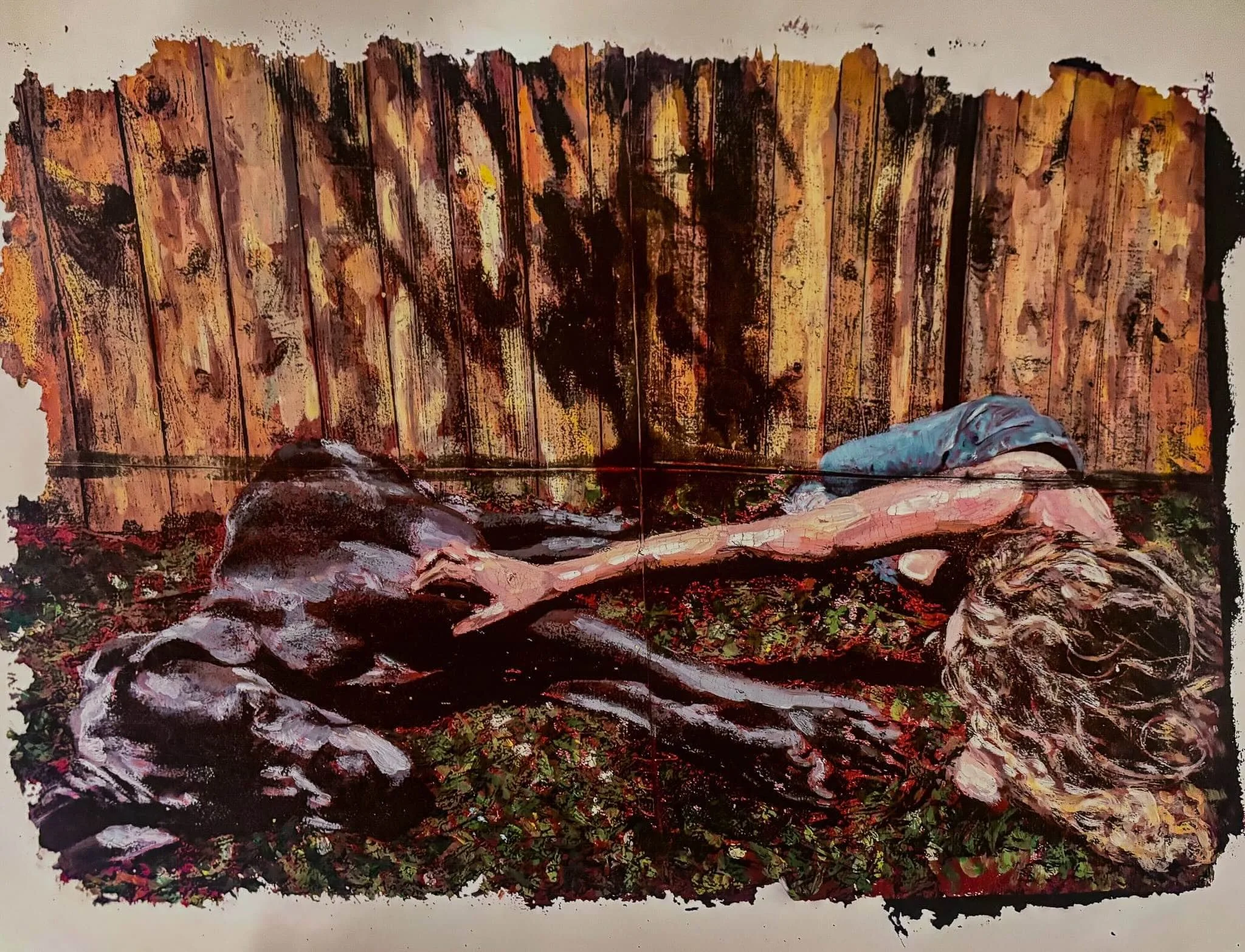 My Girls, Acrylic Monotype  on Paper, 24 x 18"