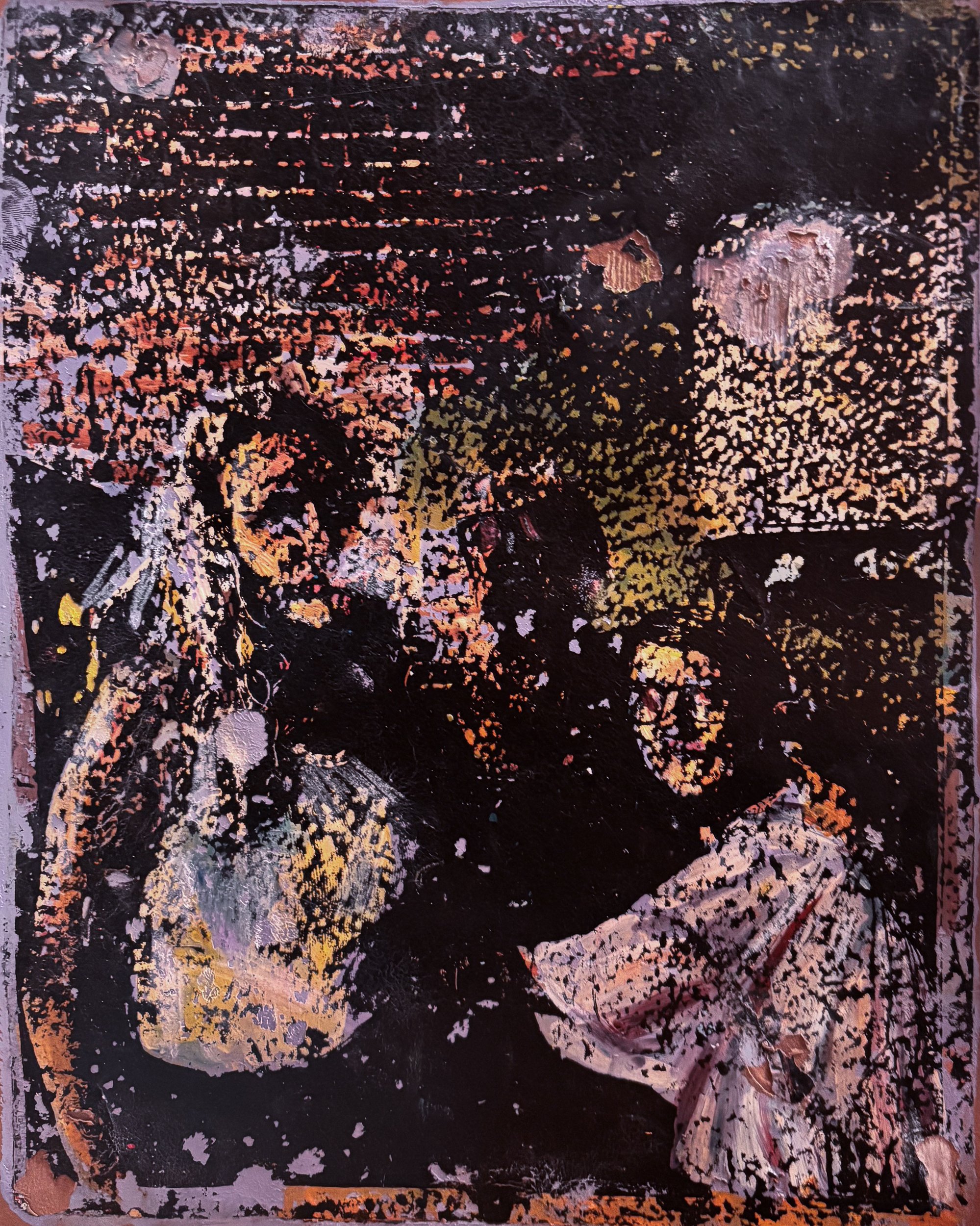 Three Generations, Acrylic Monotype on Paper, 10 x 8"