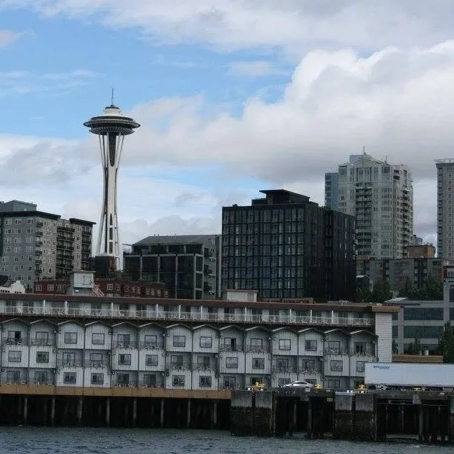View from the water of the iconic Seattle Skyline