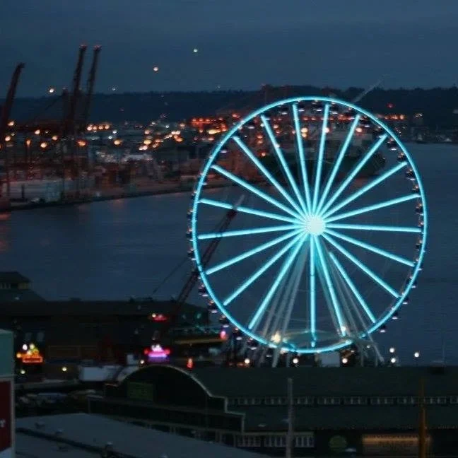 View of the iconic Ferris wheel in Seattle