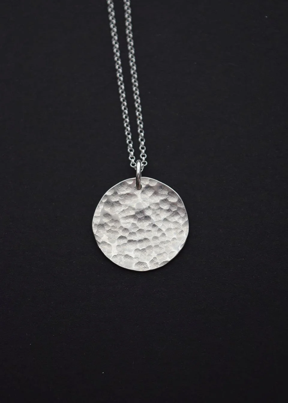 Round Silver Pendant - Dimple Texture