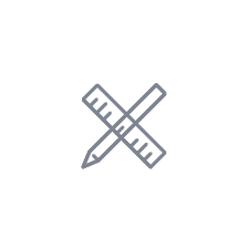 Design icon: pencil and ruler crossed.