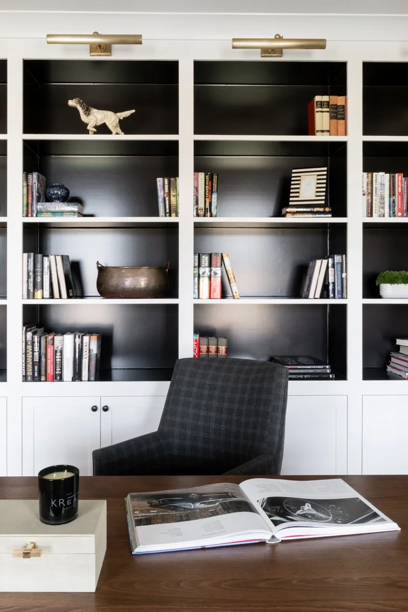 Custom home office built-in shelving by Whitestone Luxury Homes, Nashville TN