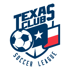 Texans Club Soccer League logo featuring a soccer ball, Texas flag, and star.