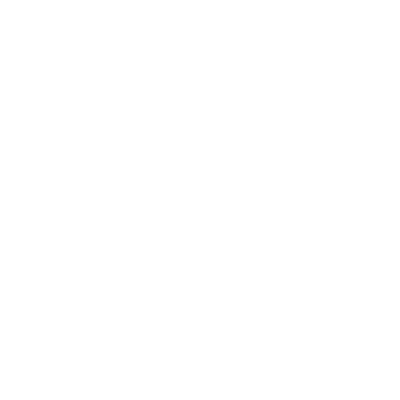 White outline of a person in a yoga pose within a circle, on a black background.