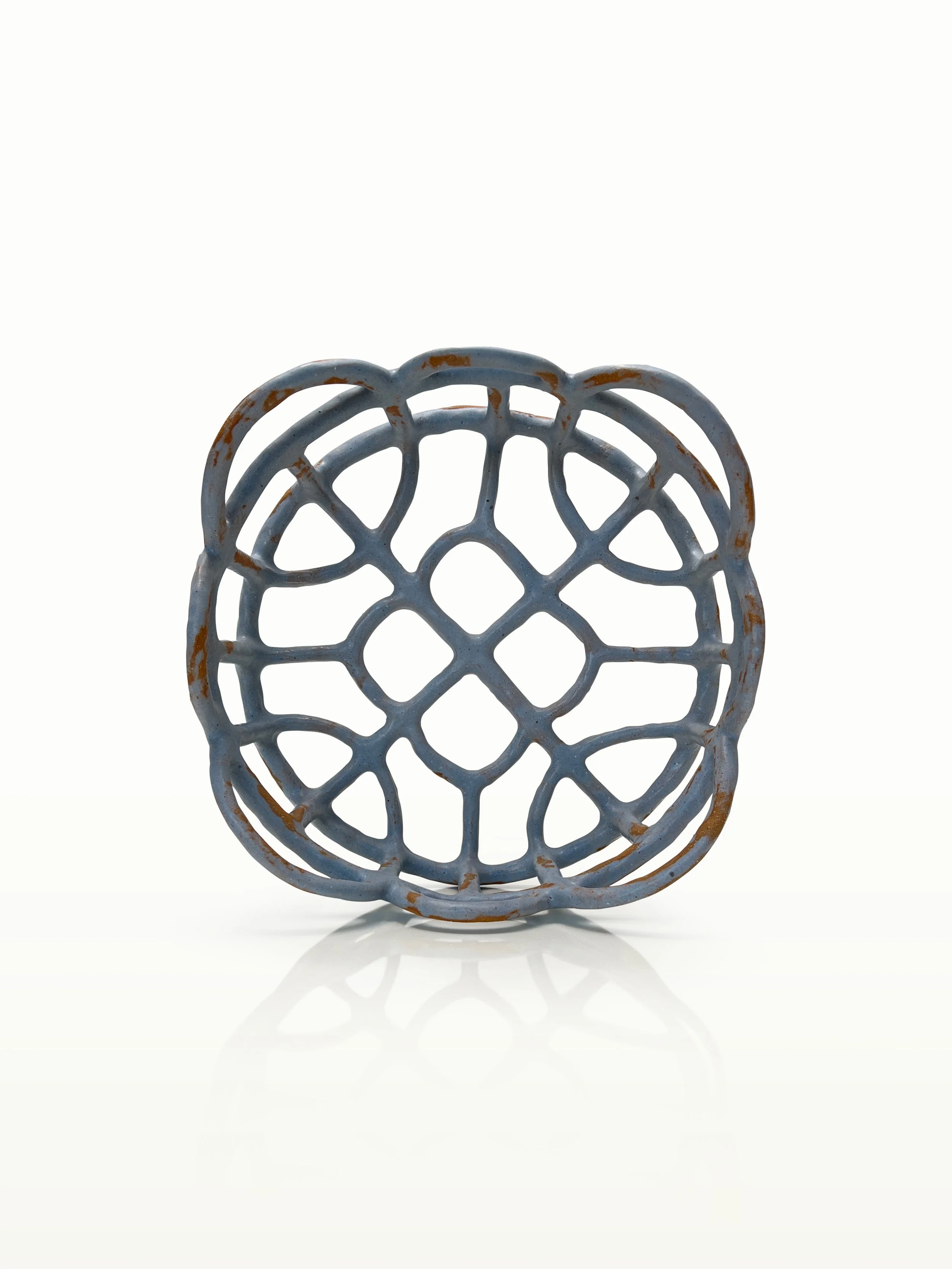 Dusty Blue Quatrefoil Basket