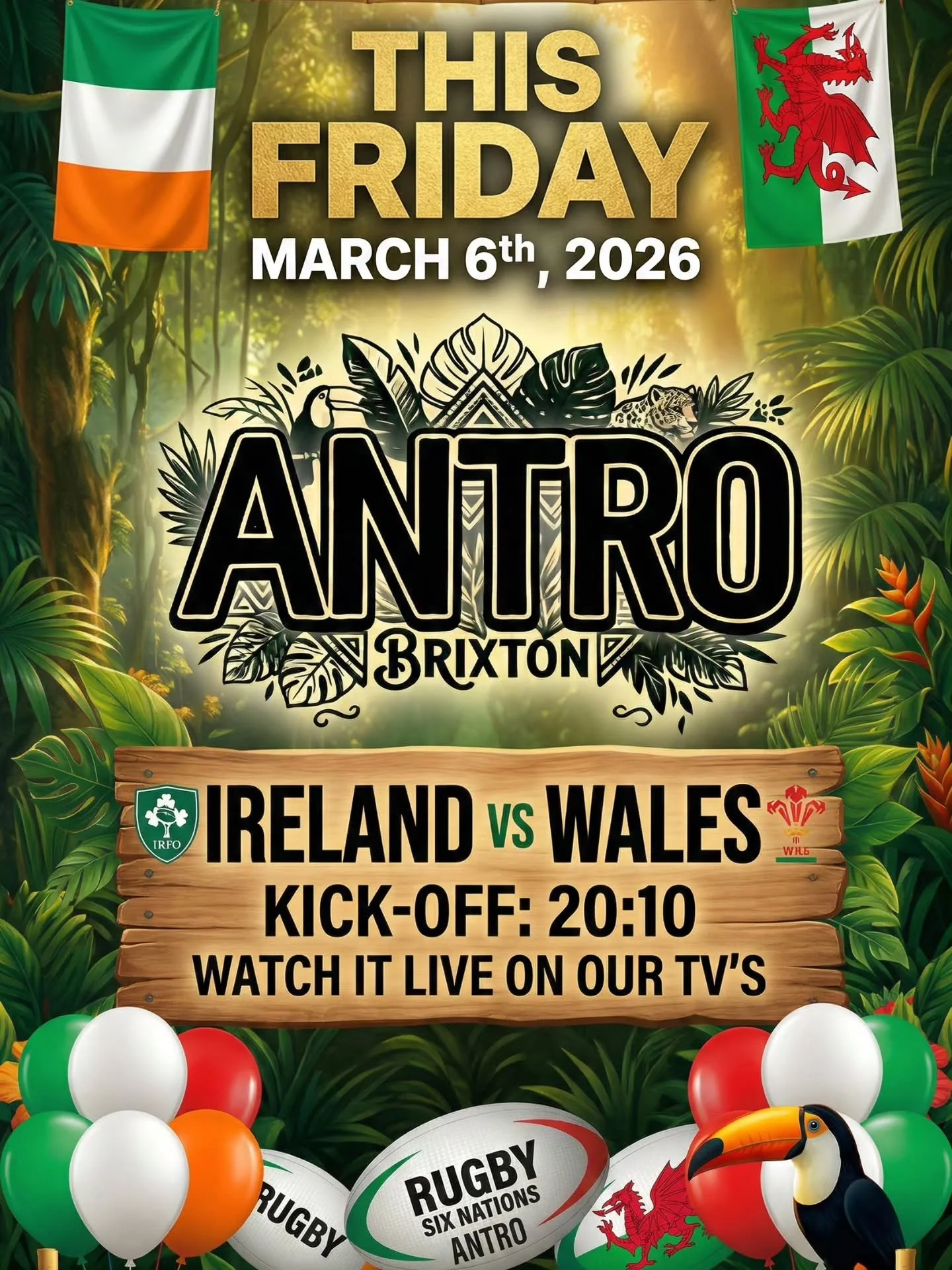 ​🏉 The Six Nations is HERE and we&rsquo;re showing all the action live right here in Brixton! 🍻

Gather your squad, grab a &pound;5 pint, and soak up the unbeatable matchday atmosphere at Antro.

​Whether you're a die-hard rugby fan or just here fo
