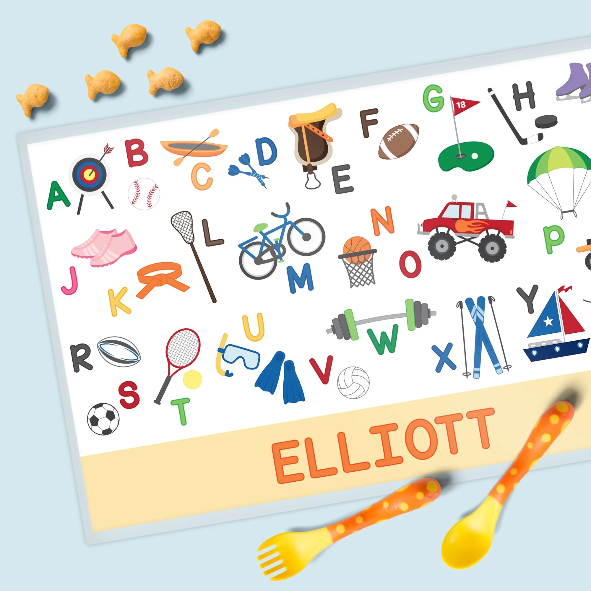Personalized Sports Alphabet Placemat