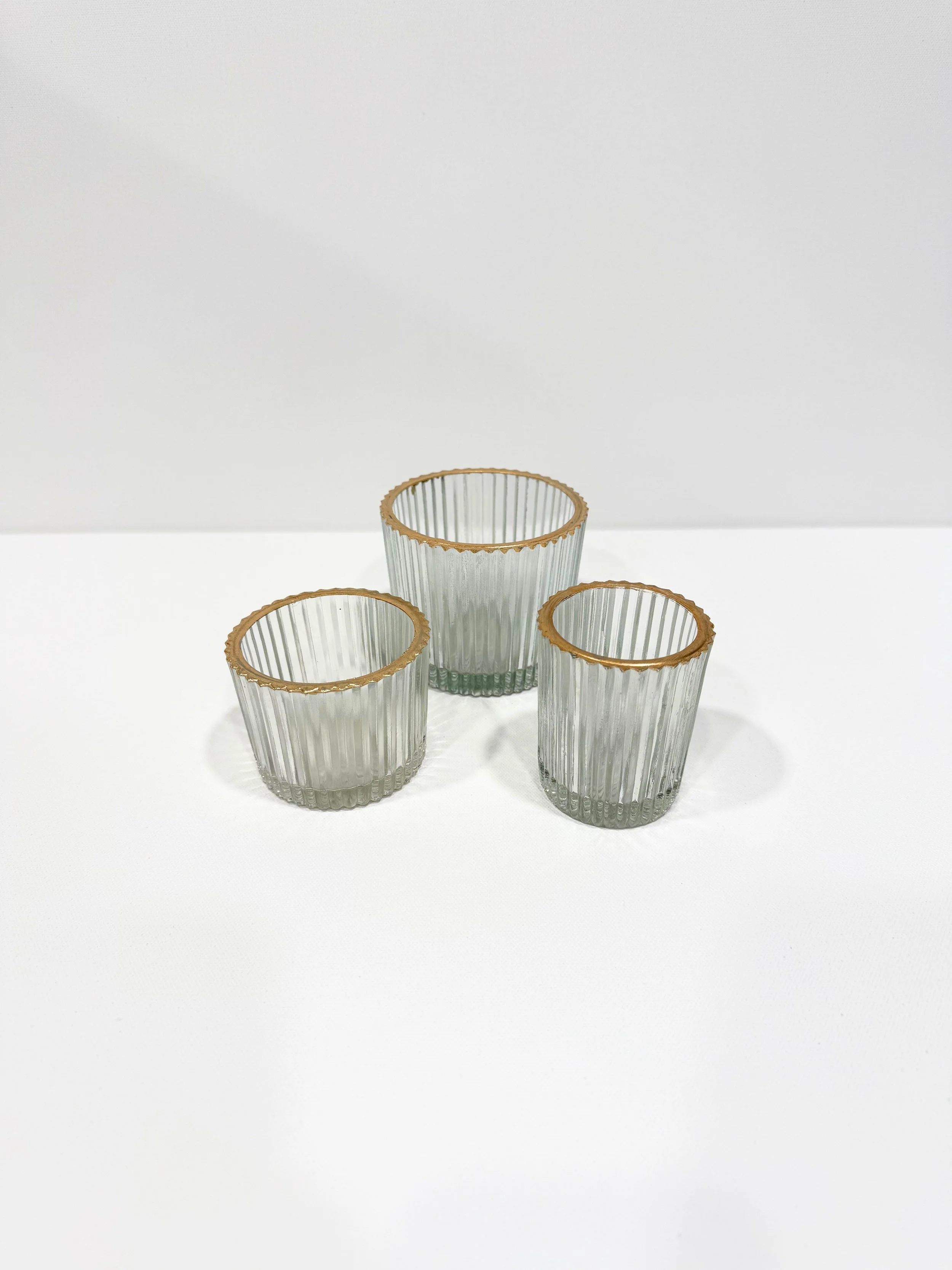 Ribbed Votive with Gold Rim