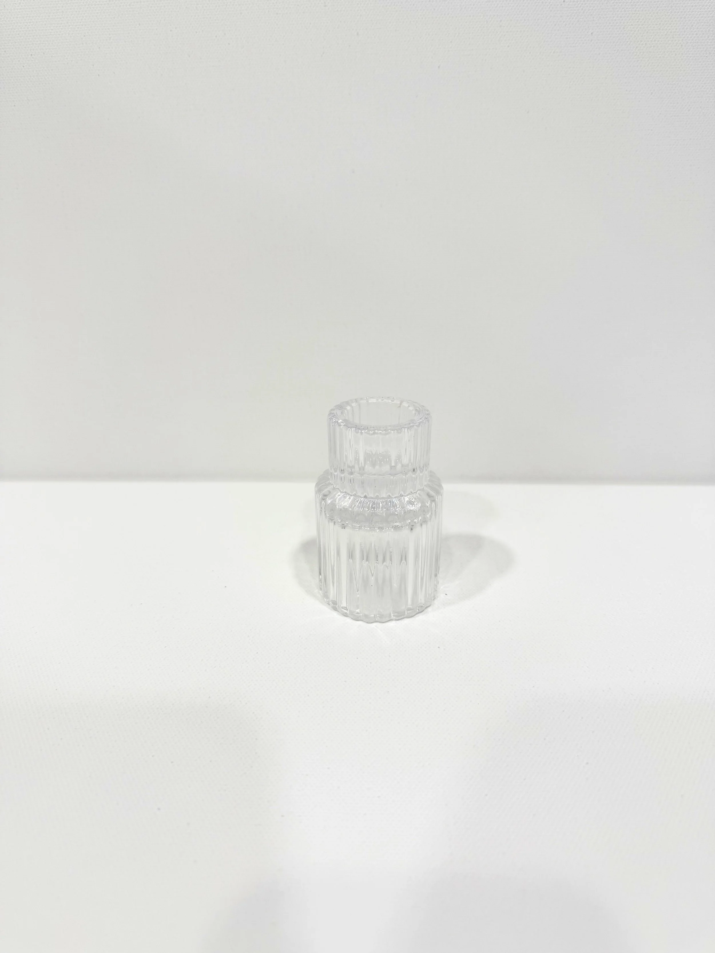 Glass Ribbed Candlestick