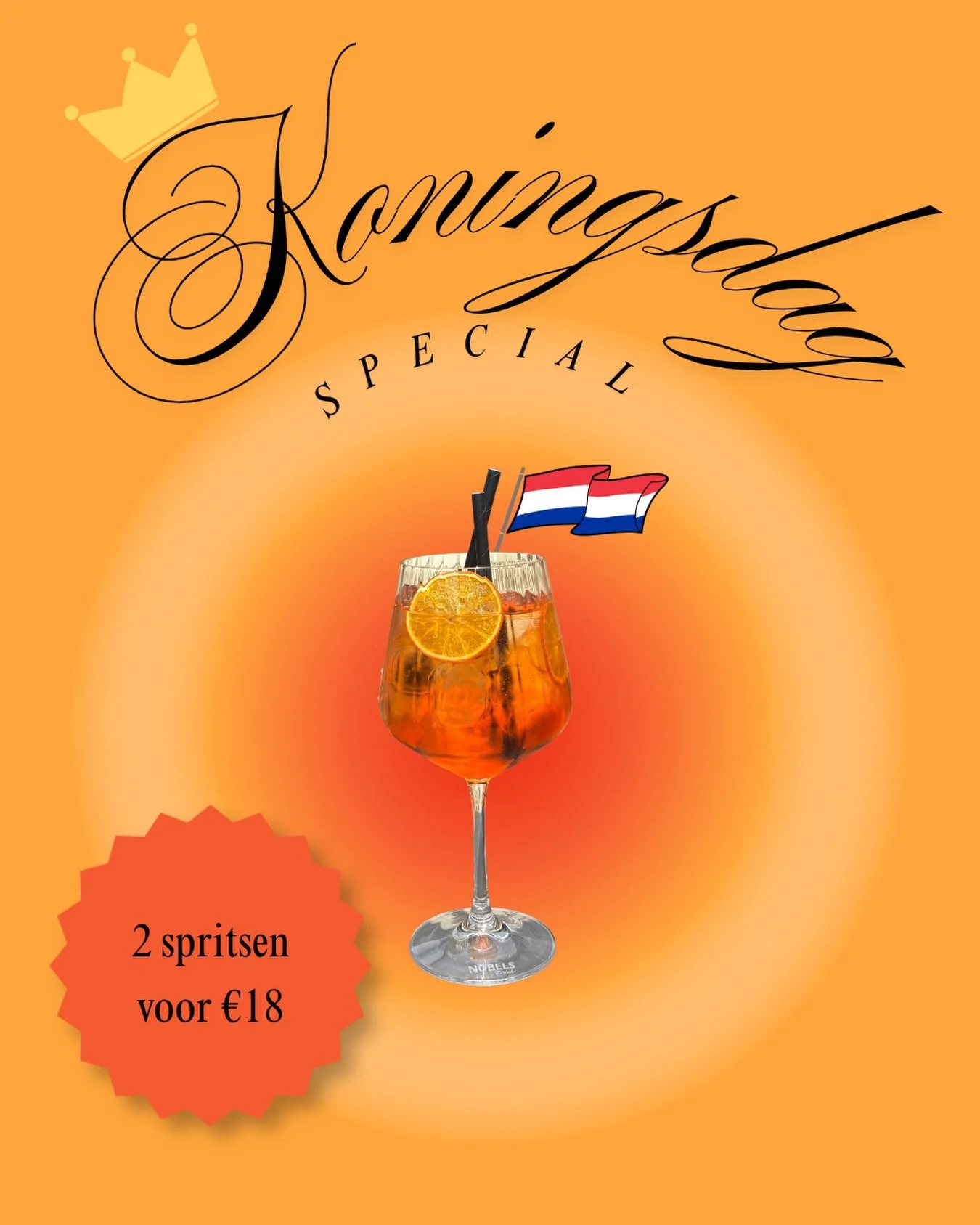 Koningsdag bij Overzee is lekker spritsen! 🤴🏼2 spritsen voor &euro;18 met keuze uit Aperol, limoncello, hugo en lillet! We zien je maandag bij ons! 🍹