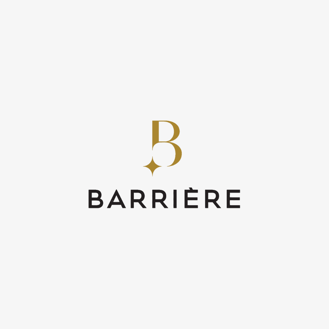 Logo with a stylized letter B in gold above the word BARRIÈRE in black uppercase letters on a white background.