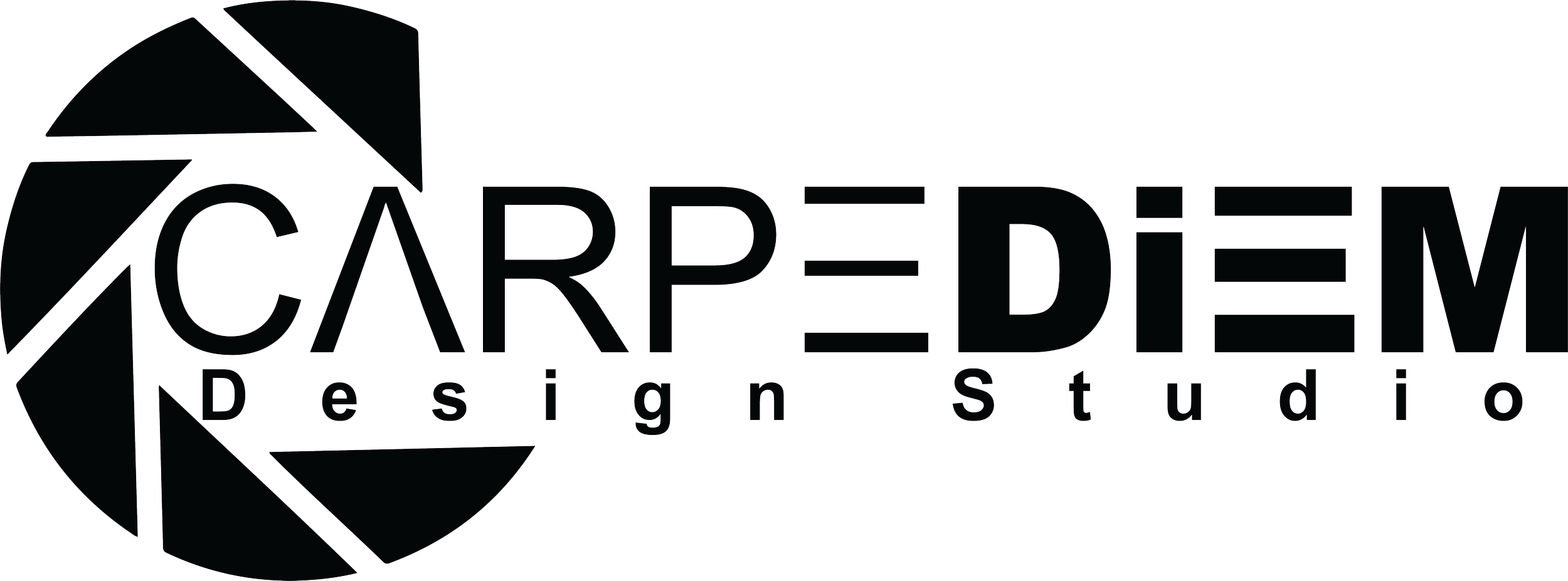 Logo for Carpe Diem Design Studio with stylized camera aperture graphic