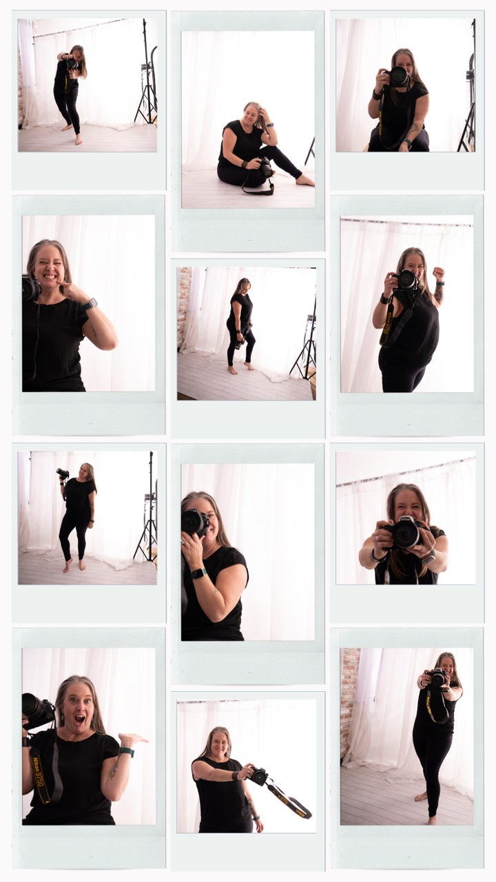 Self portrait with backlighting and camera in hand.