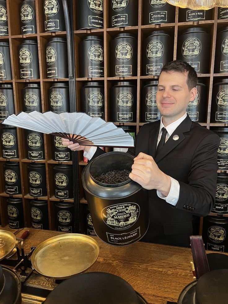 Old tea shop "Mariage frères".  30 Bourg Tibourg street, 75004 Paris.