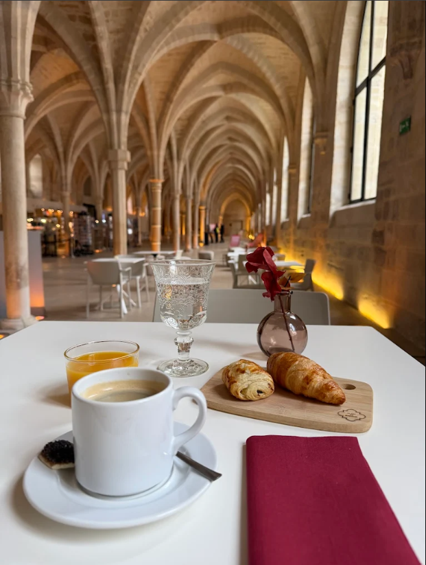Café and restaurant "Collège des Bernardins". Old abbey at 20 Poissy street, 75005 Paris.