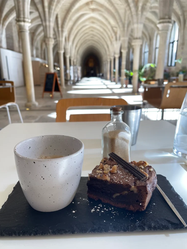 Café and restaurant "Collège des Bernardins". Old abbey at 20 Poissy street, 75005 Paris.