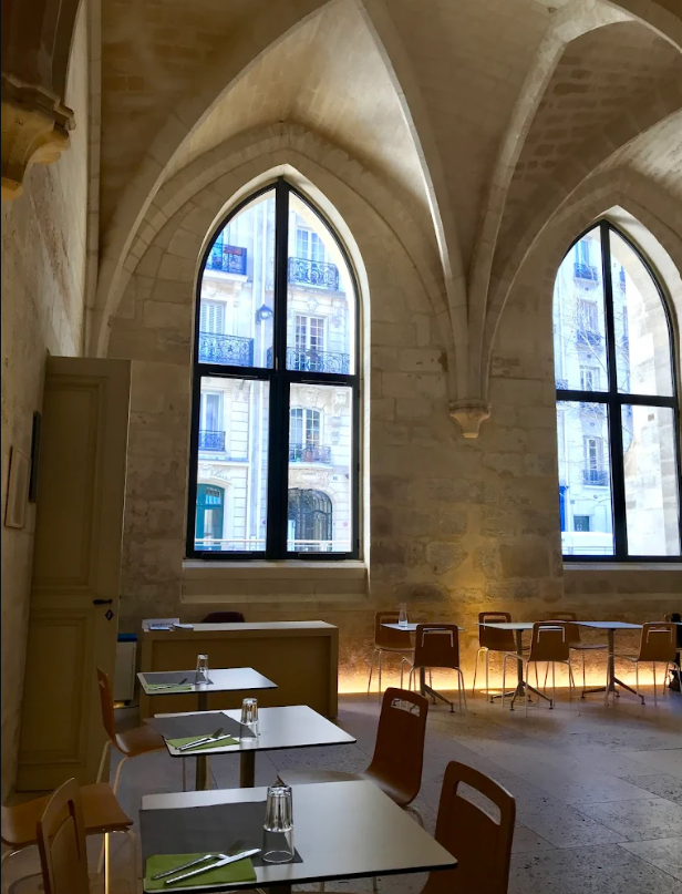 Café and restaurant "Collège des Bernardins". Old abbey at 20 Poissy street, 75005 Paris.