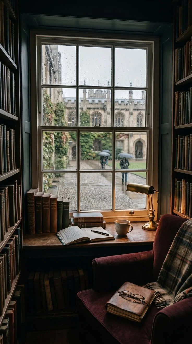 Dark Academia Moody Library Window View Aesthetics