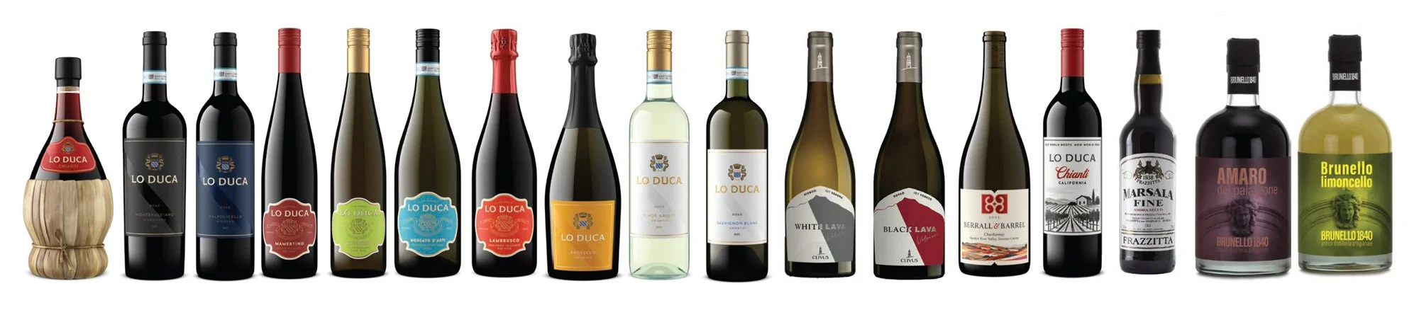 Lo Duca Wines and Spirits Lined Up in a Row